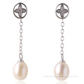 WSEHR04365W vintage real pink freshwater pearl earrings